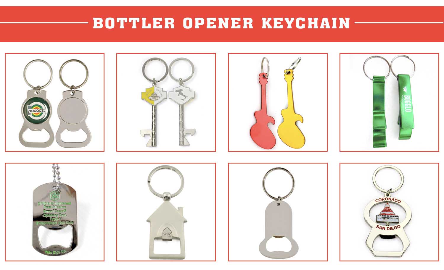 Custom Made Metal Aluminum Bicycle Keychain Bottle Opener