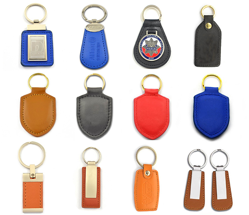 printed leather keychain