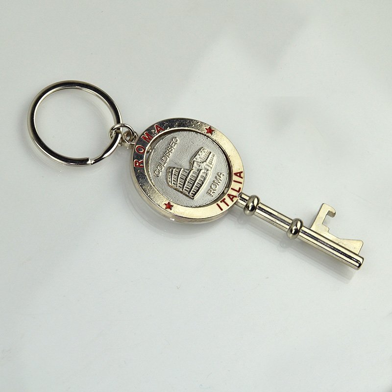 Rotating Keychain Metal Custom Key Shaped Souvenir Key Chain Metal