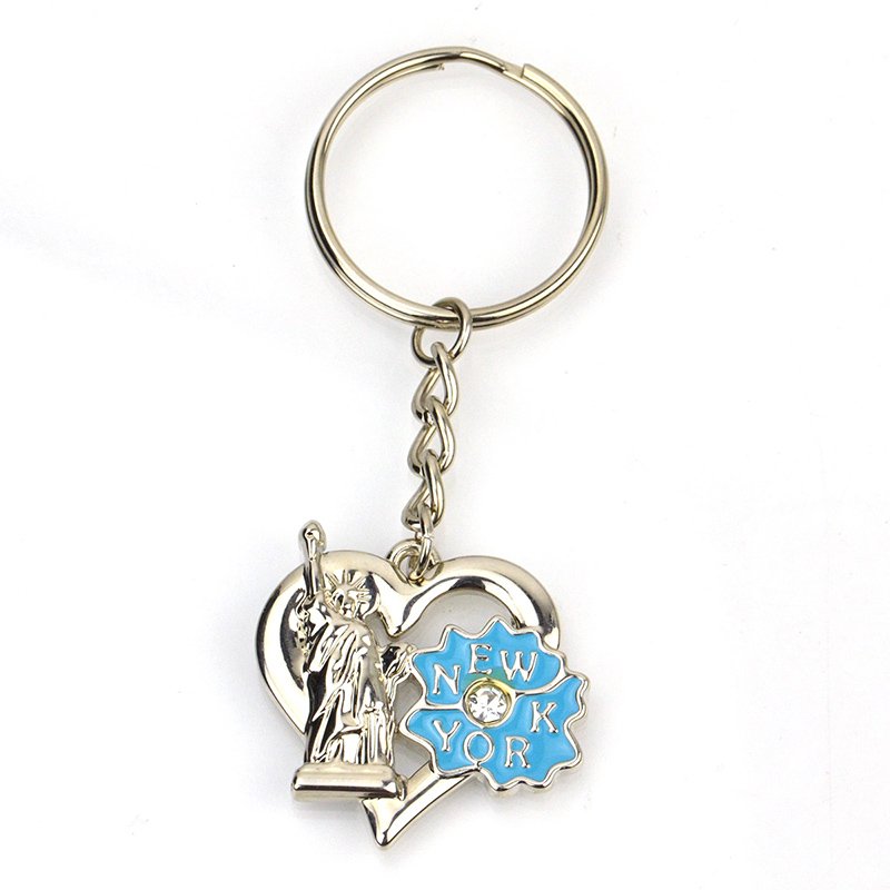 Diamond Keychain Custom Heart Shape Key Chain Gold Key Rings Metal