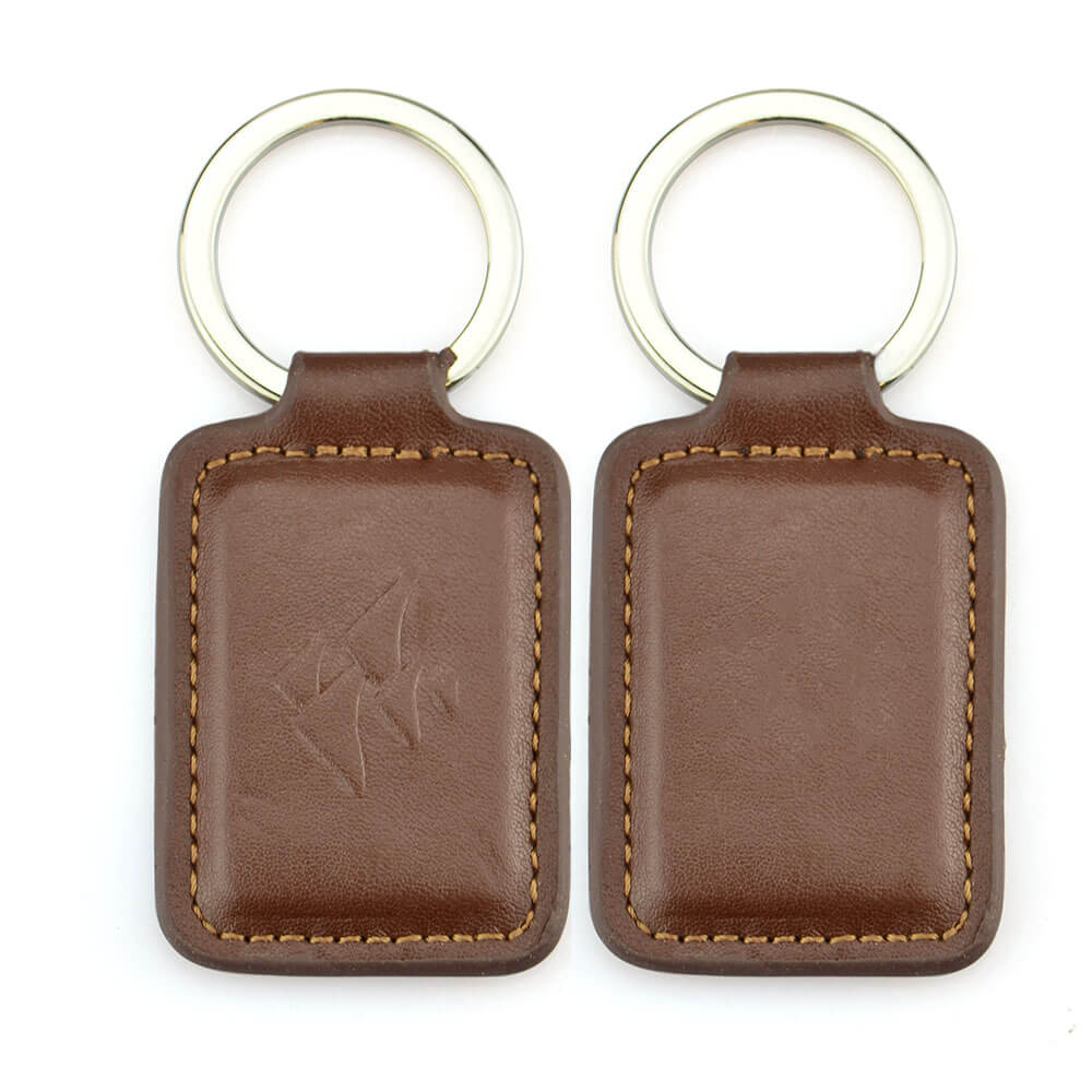 Free Design Luxury Vintage Embossed Engraved Logo Leather Keychain