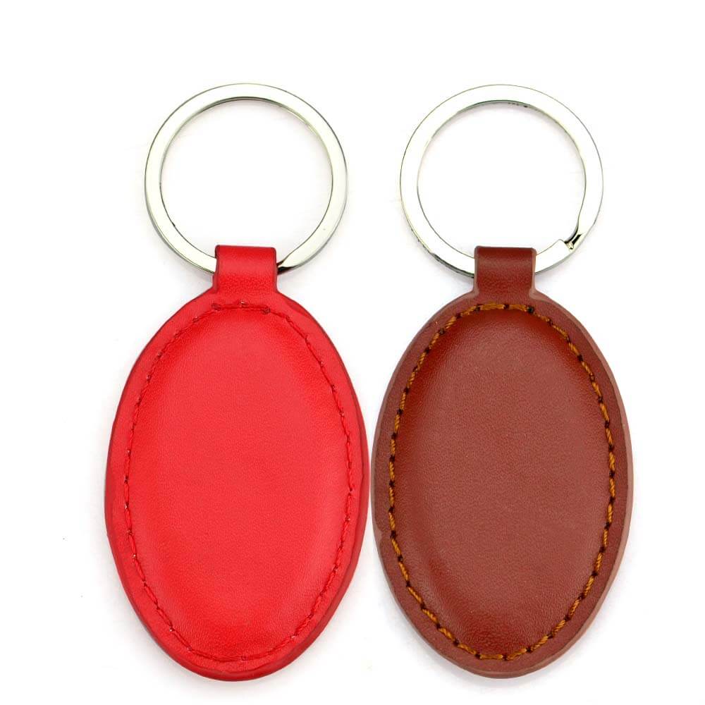 Promotional Gifts Black PU Leather Key Chain with Alloy Logo