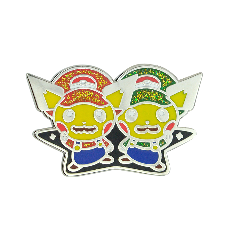 Custom Stamping Popular Glitter Brooch Anime Hard Enamel Metal Lapel Badge Pin For Clothes