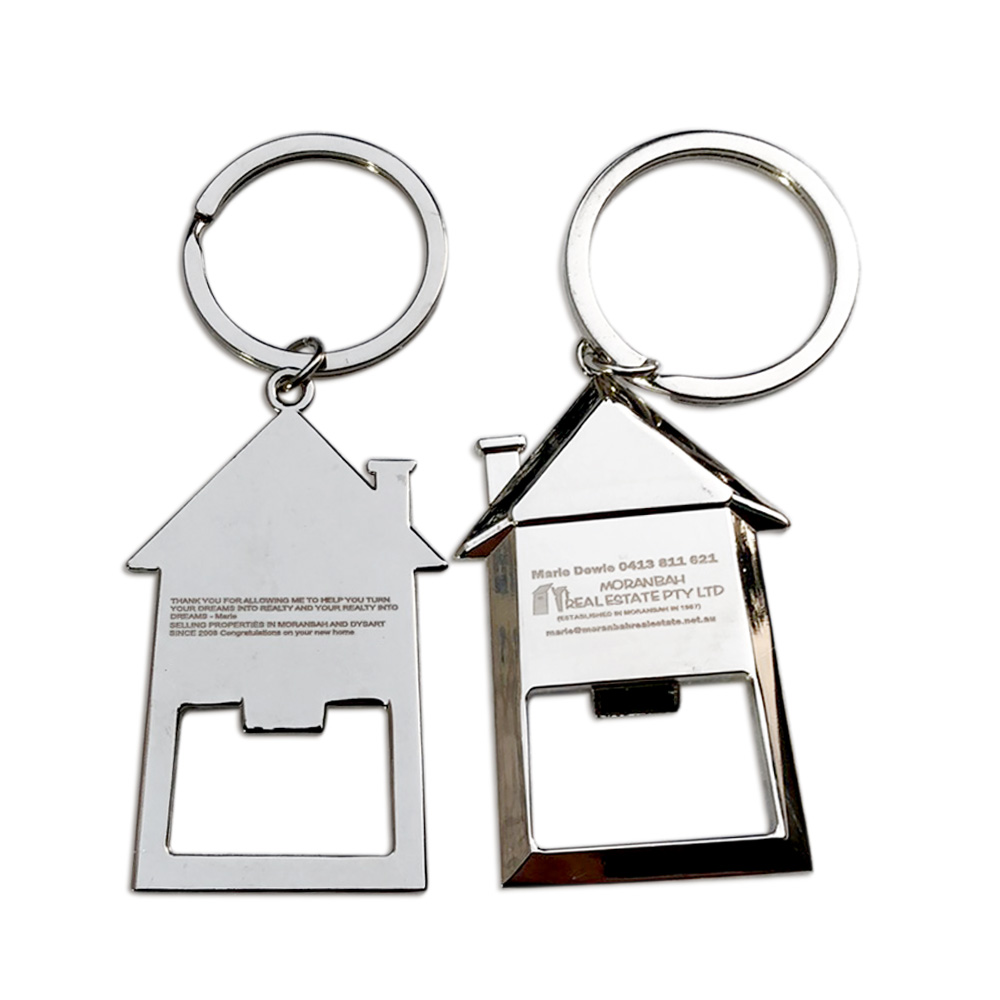 Metal Key Chain Wholesale Factory Custom Logo High Quality Blank Metal House Shaped Keychain