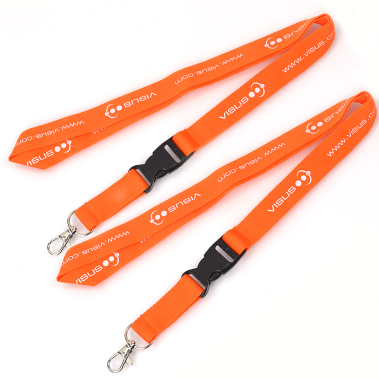 Personalized Lanyard Keychains Silk Printed With Plastic Buckle