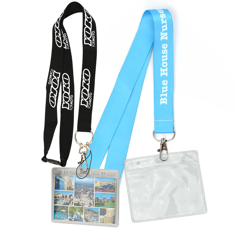 Manufacturer Custom Logo Lanyards keychain Silk Printed Polyester Id Badges