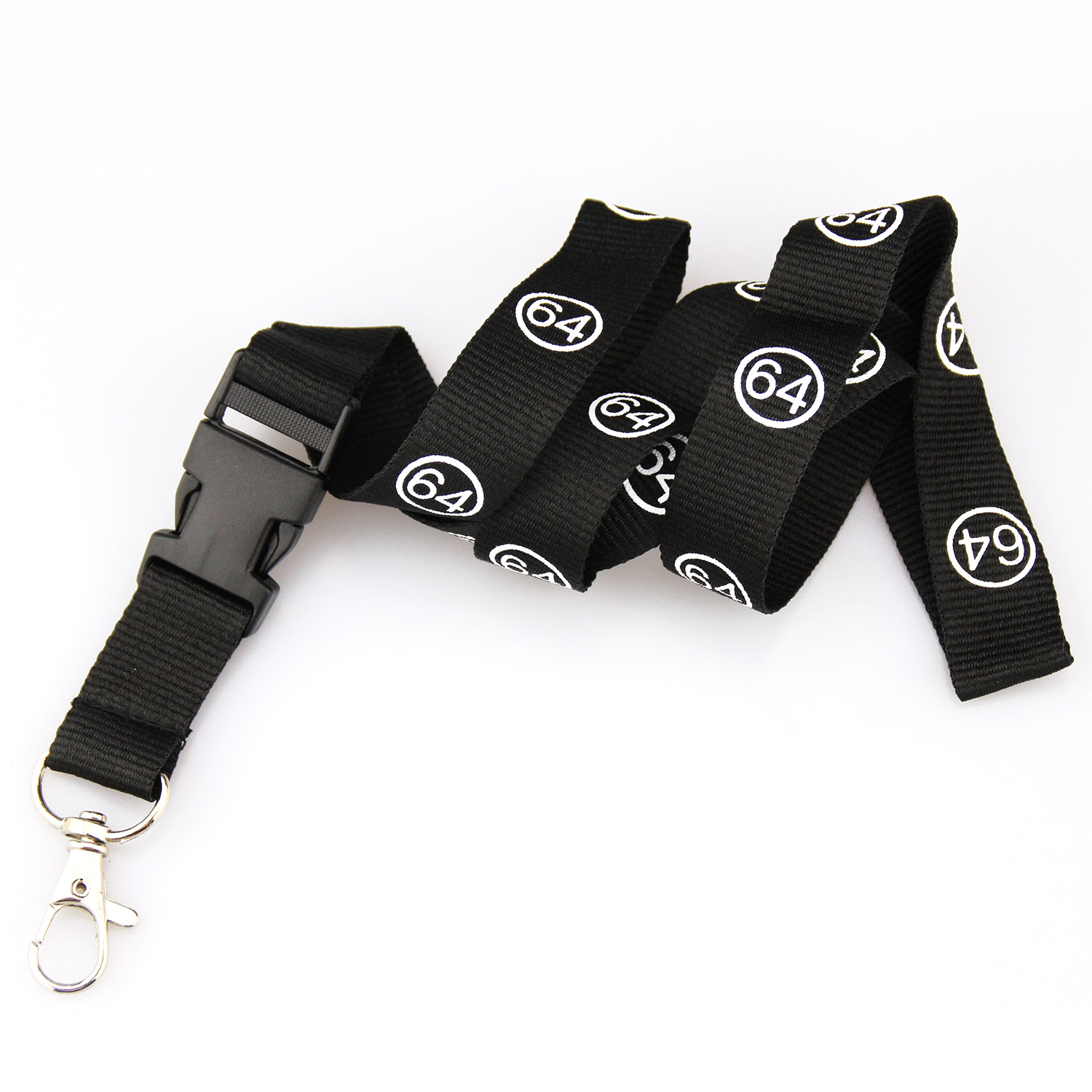 Wholesale Black Lanyard Keychain Heat Transfer Metal Clip Retractable Reel