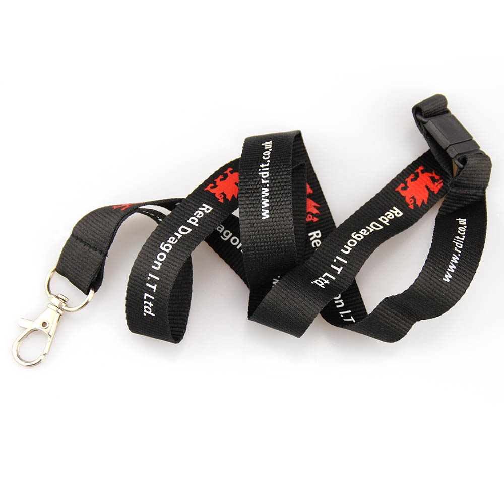 Wholesale Black Lanyard Keychain Heat Transfer Metal Clip Retractable Reel