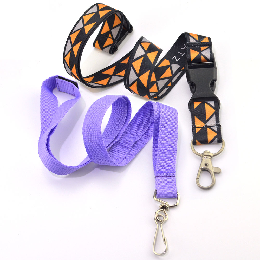 Personalized Neck Lanyard Keychains Flat Ribbon Metal Clip With Logo