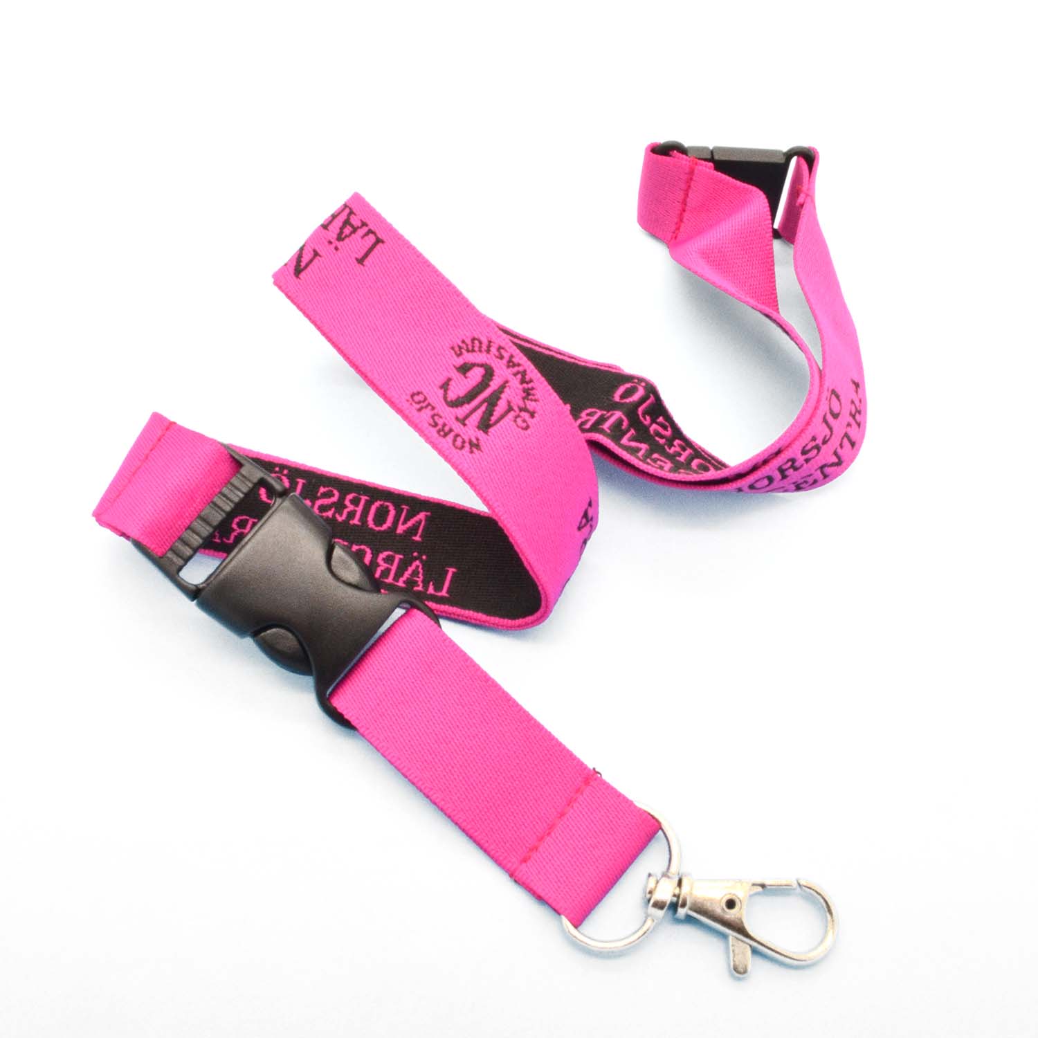 Customized Logo Neck Woven Pink Lanyard For keys Safety Buckle Men Women