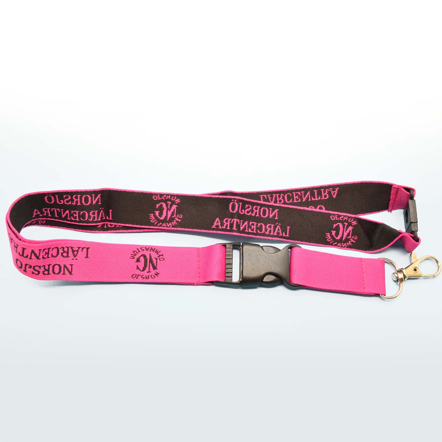 Customized Logo Neck Woven Pink Lanyard For keys Safety Buckle Men Women