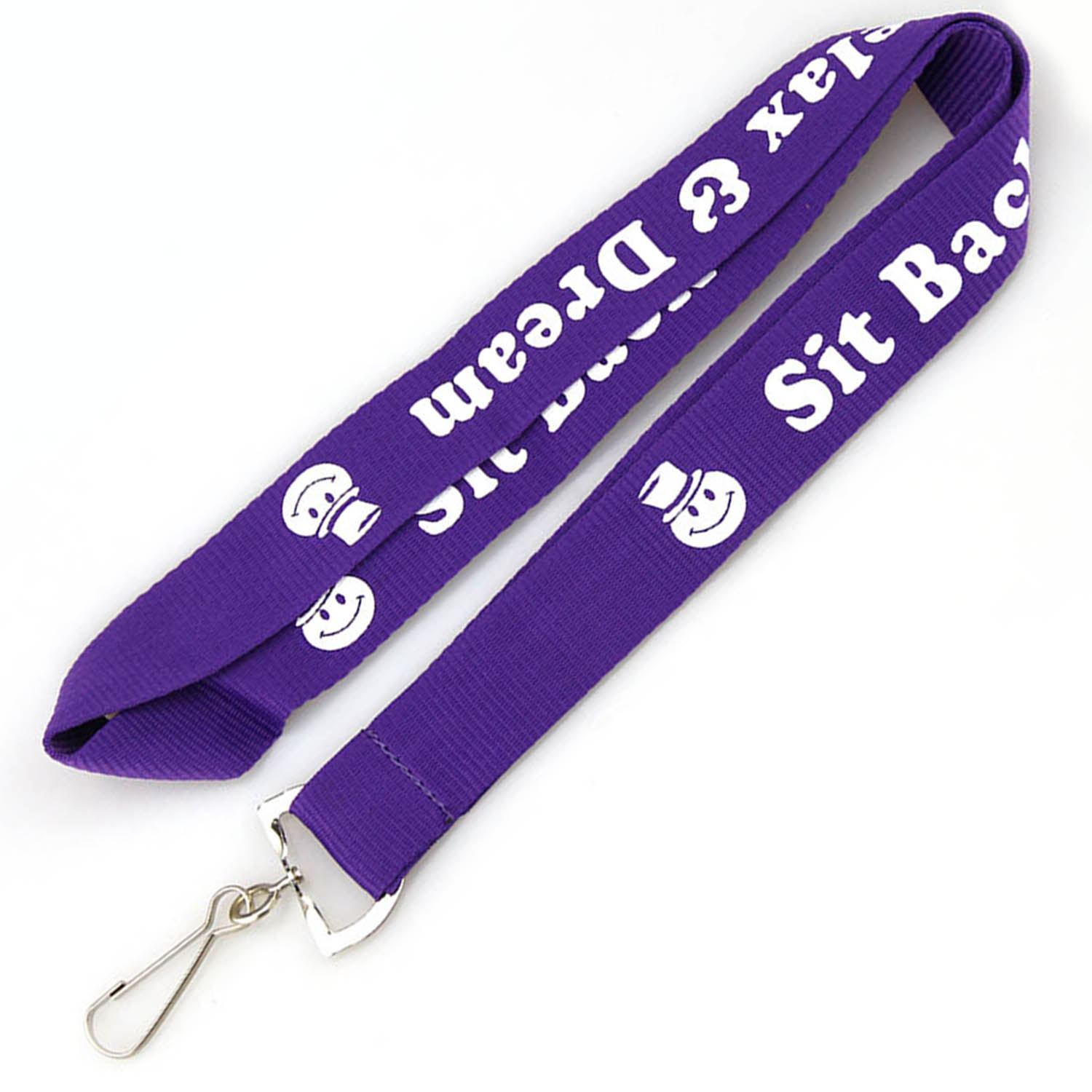 High Quality Custom Logo Flat Neck Lanyards Keychain Purple Metal Clip