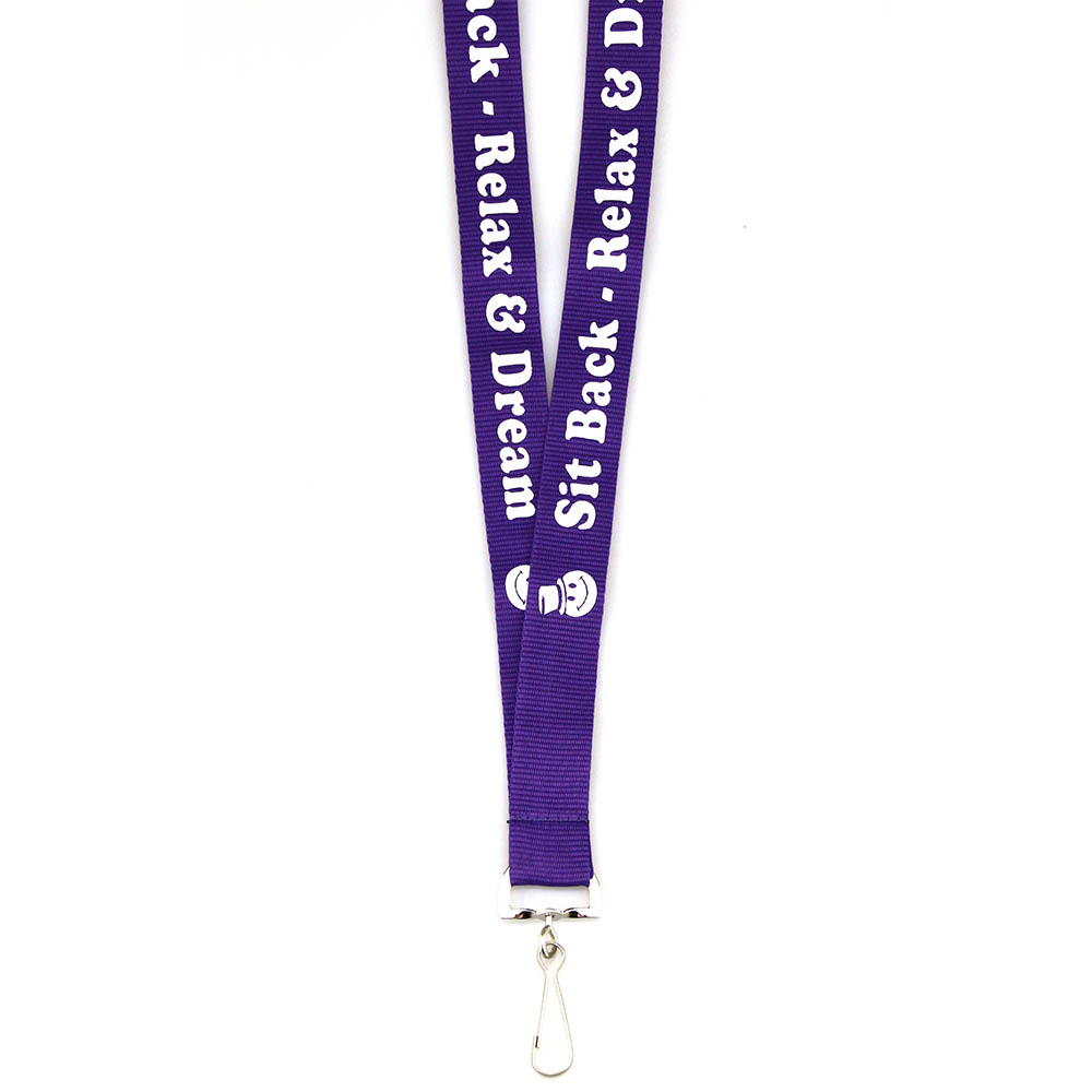 High Quality Custom Logo Flat Neck Lanyards Keychain Purple Metal Clip