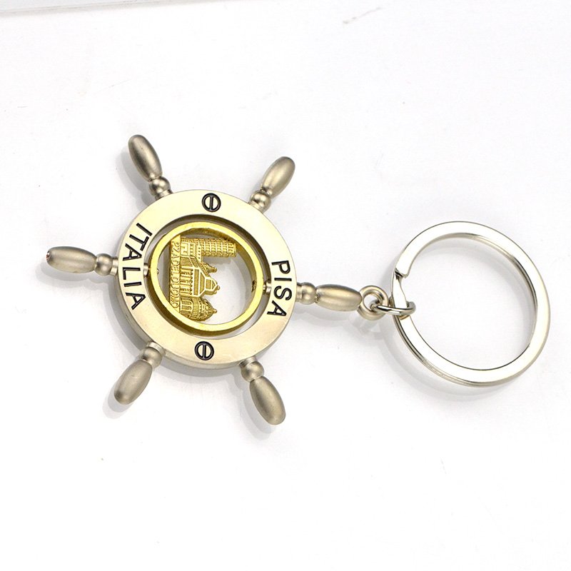 Custom Metal Key Chain Rotating Spinner Keychain Gold Keyring