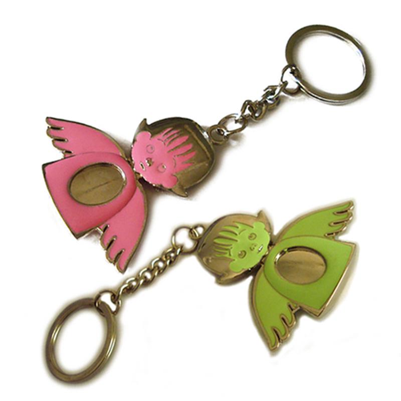 Customized Keychain Angel Wing Metal Printed Key Chain Ring