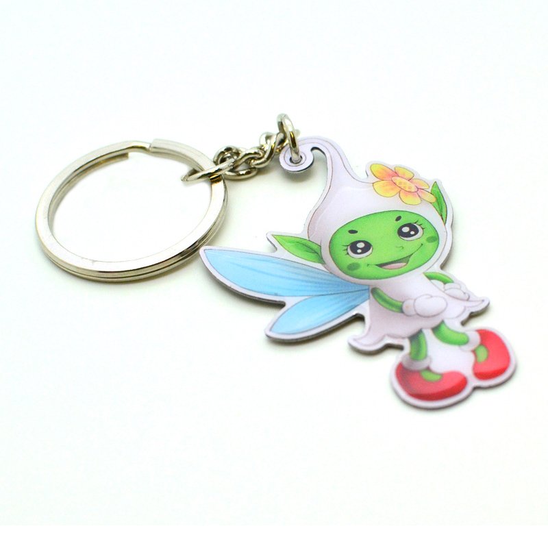 Customized Keychain Angel Wing Metal Printed Key Chain Ring