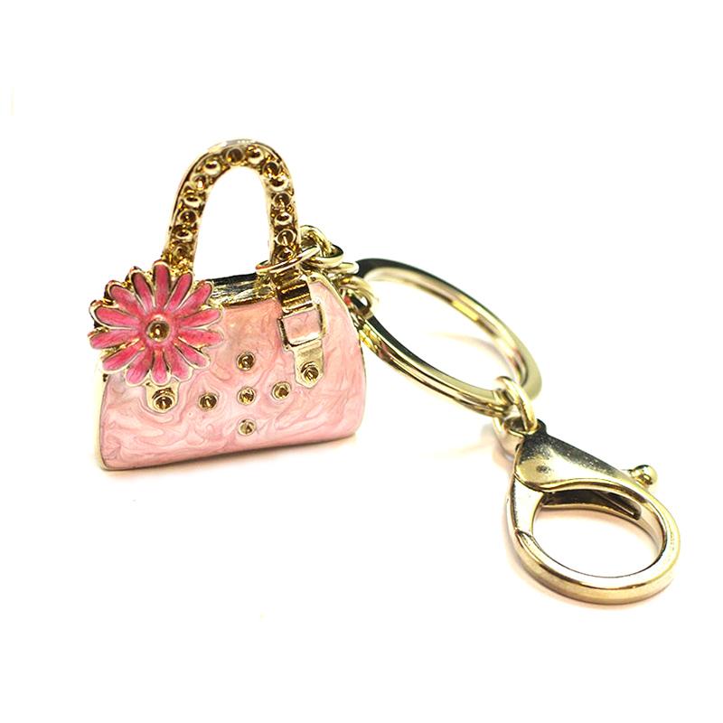 Customized Handbag Keychain Metal Plated Silver Key Chain