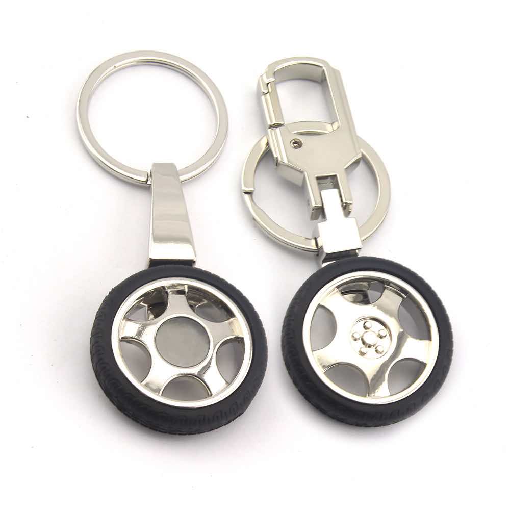 Zinc Alloy Wheel Keychain Key Chain Wholesale With Double Rings
