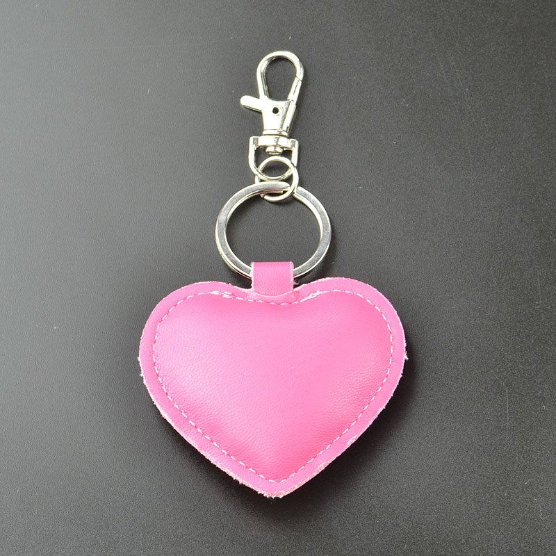 Pink Heart-shaped PU Leather Key Chains for Women Cute Heart