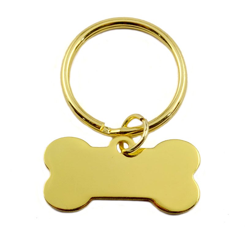 Personalized Gold Plate Dog Tag Key Chain
