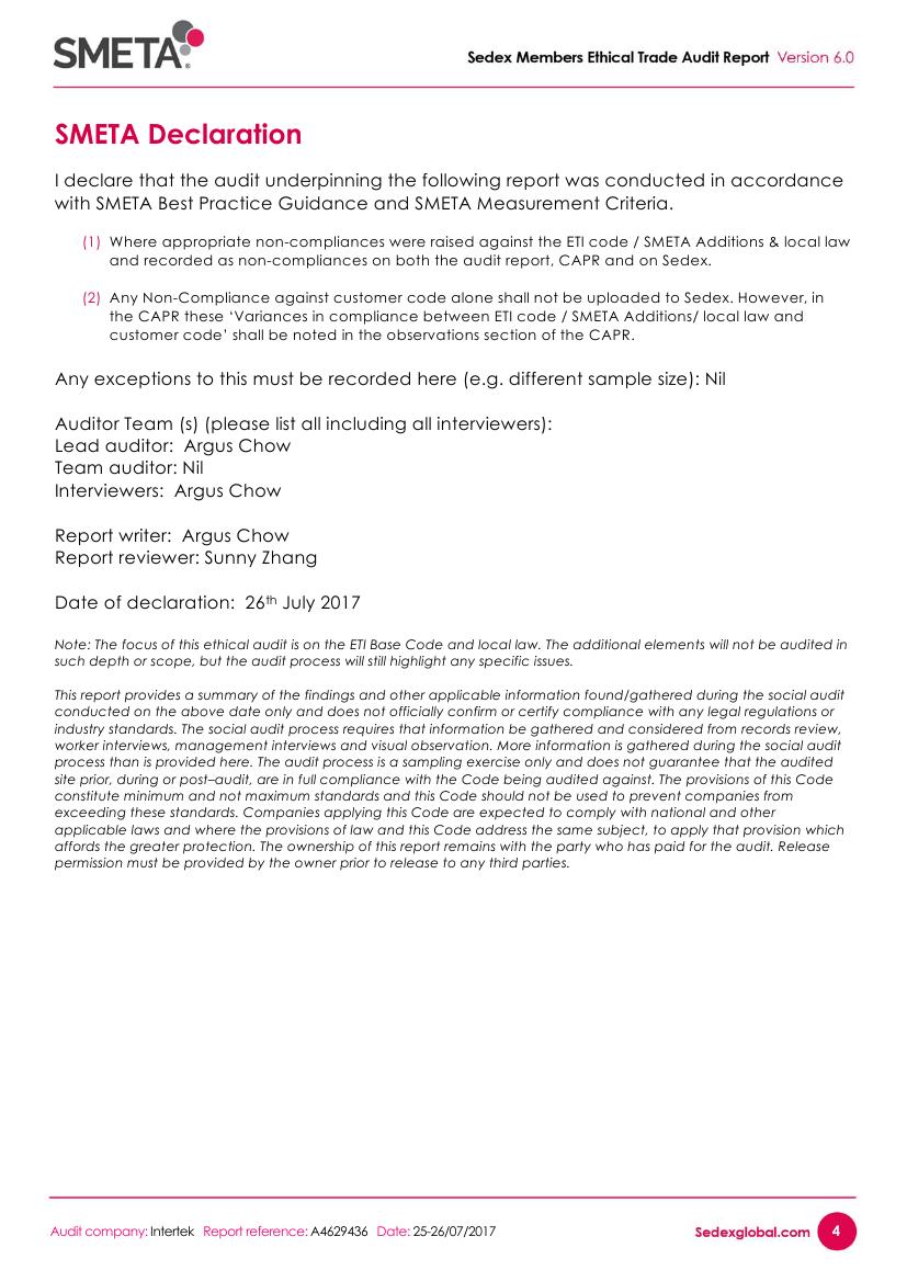 Sedex Members Ethical Trade Audit Report0003
