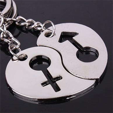 Fashion heart shaped metal pair key ring?
