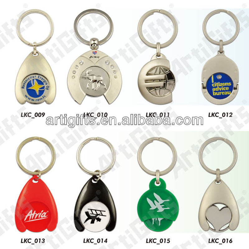 Cheap promotional plastic token coin key holder keychain - Trolley Coin Keychains
