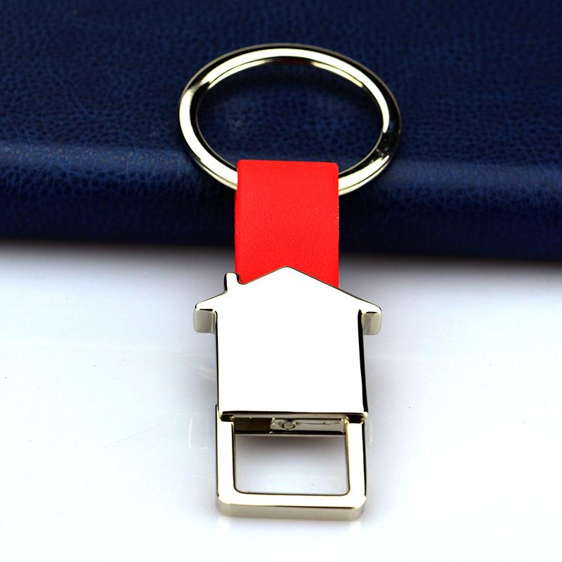 Customized Bulk Metal Leather Cheap Keychain Favors Leather Keychain