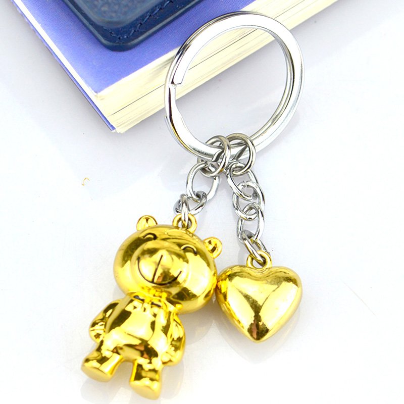 Eco-Friendly 3D Keychain Bear Custom Metal Gold Key Chain - Metal Keychain