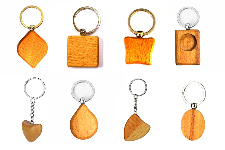 Factory Promotional Custom Printed Logo Blank Wood Wooden Keychain