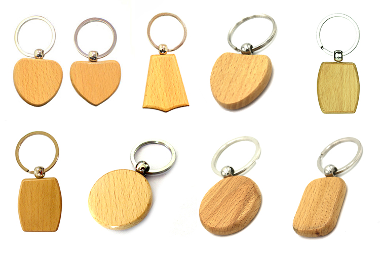 Factory Promotional Custom Printed Logo Blank Wood Wooden Keychain