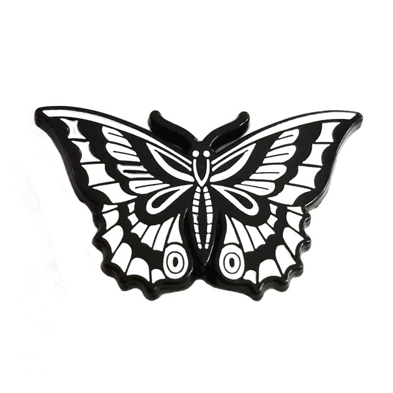 Custom Personalized Stainless Steel Enamel Butterfly Buckle Brooch Pins Badges For Bags