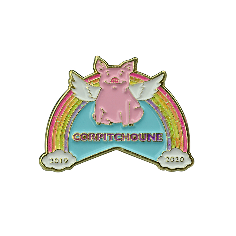 Custom Stamping Popular Glitter Brooch Anime Hard Enamel Metal Lapel Badge Pin For Clothes