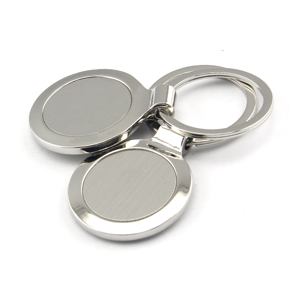 Cheap Personalized Customized Simple Fashionable Metal Double Rings Keychain For Business Gift