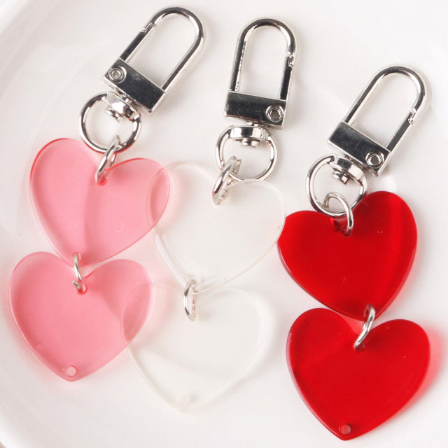 Wholesale Custom Logo Acrylic Keychain Heart Shaped Keyring Accessories