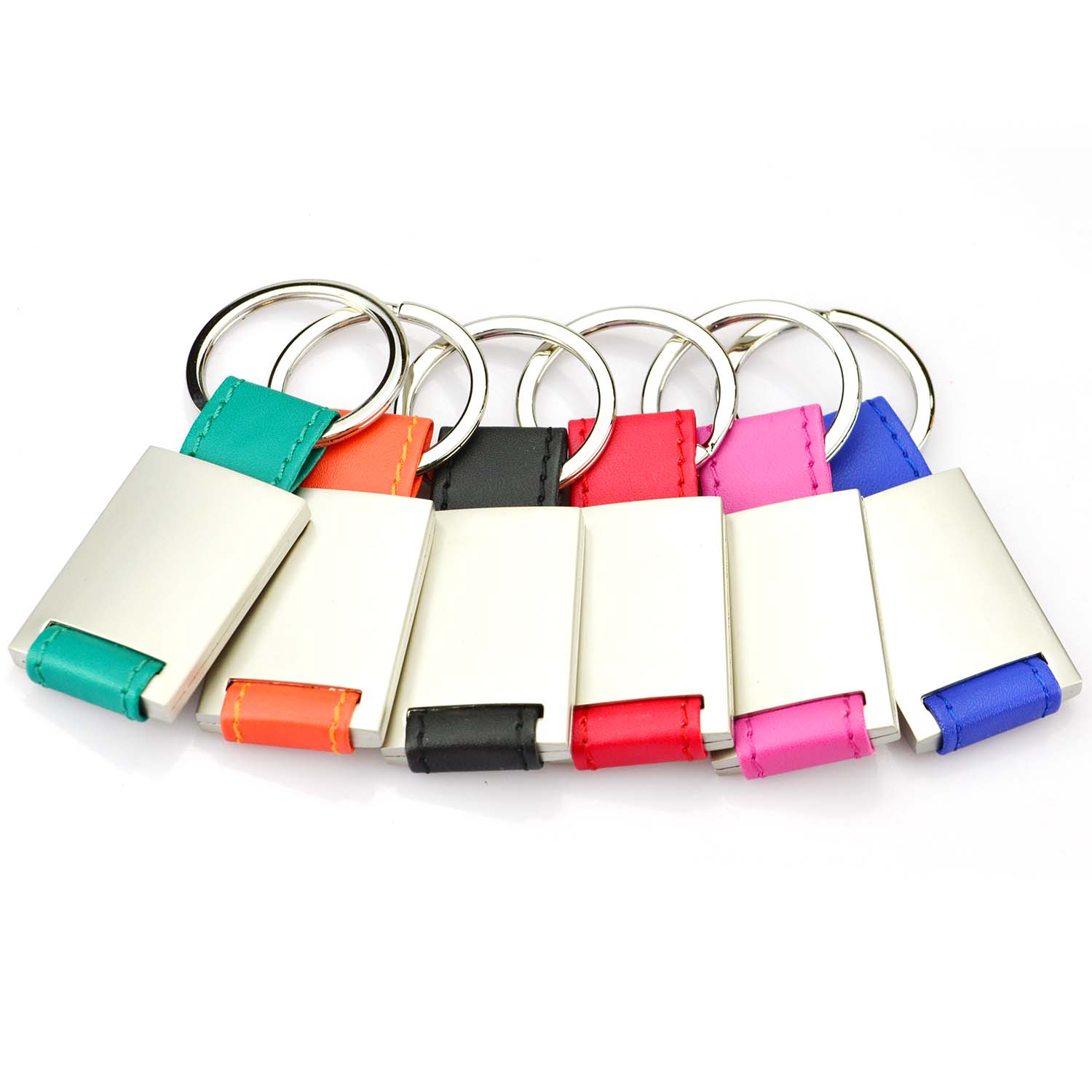 Custom Colorful Blank Pu Leather Key Chain Metal Ring Holder Keychain With Logo
