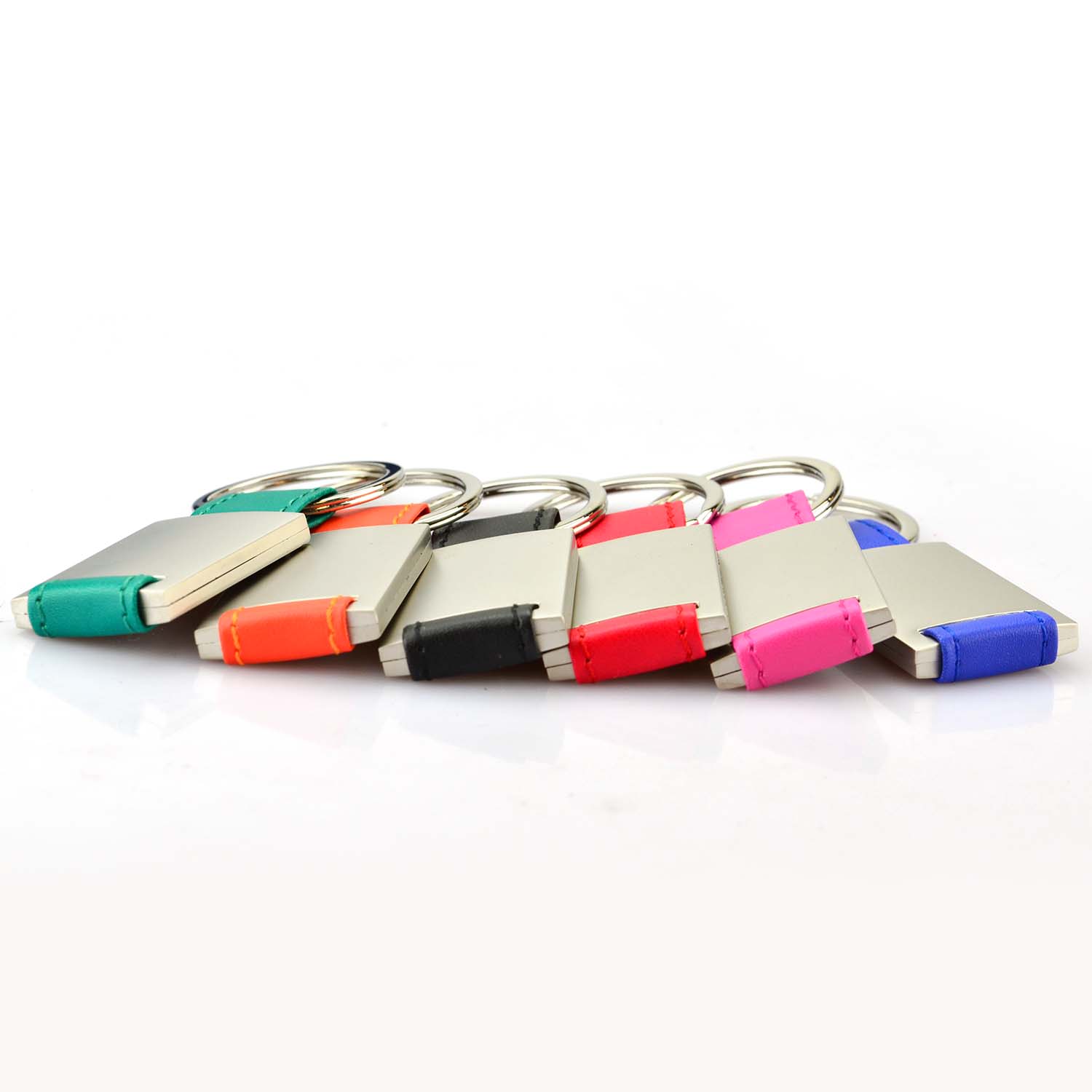 Custom Colorful Blank Pu Leather Key Chain Metal Ring Holder Keychain With Logo
