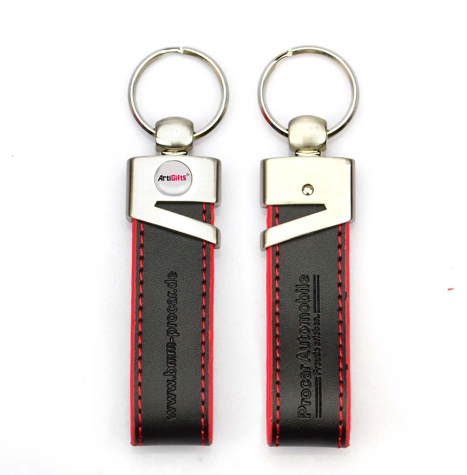 No Minimum Wholesale OEM Creative Leather Keychain With Stainless Steel Carabiner