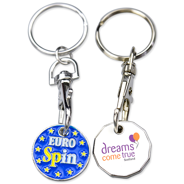 High Quality Custom Logo Keyring Trolley Insert Token Coin Keychains