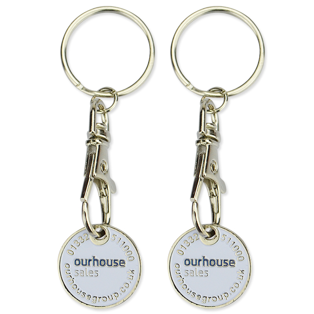 Personalized High Quality Metal Trolley Insert Token Coin Keychains Custom Design