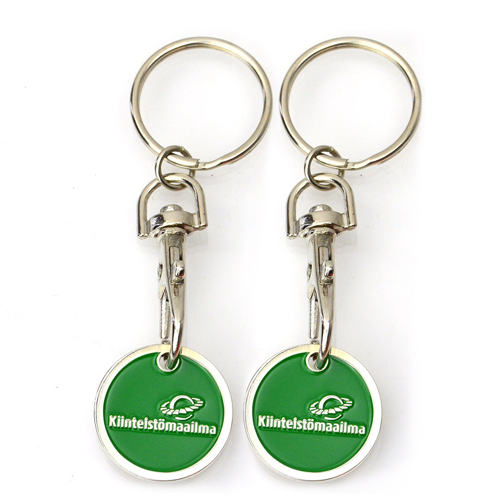 Personalized High Quality Metal Trolley Insert Token Coin Keychains Custom Design