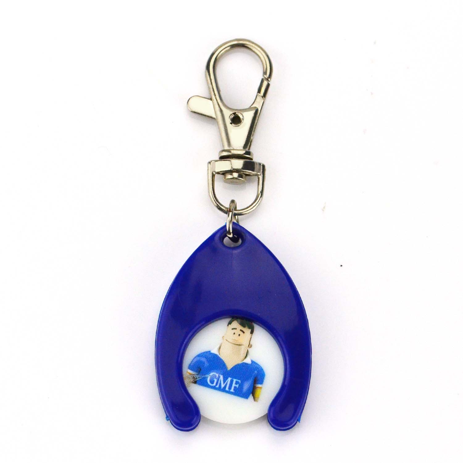 Personalized Portable Plastic Trolley Coin Keychains Custom Logo