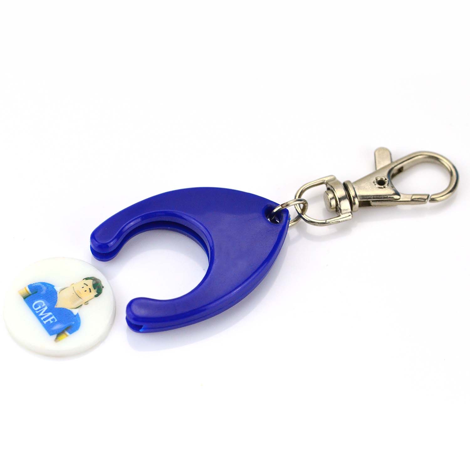 Personalized Portable Plastic Trolley Coin Keychains Custom Logo