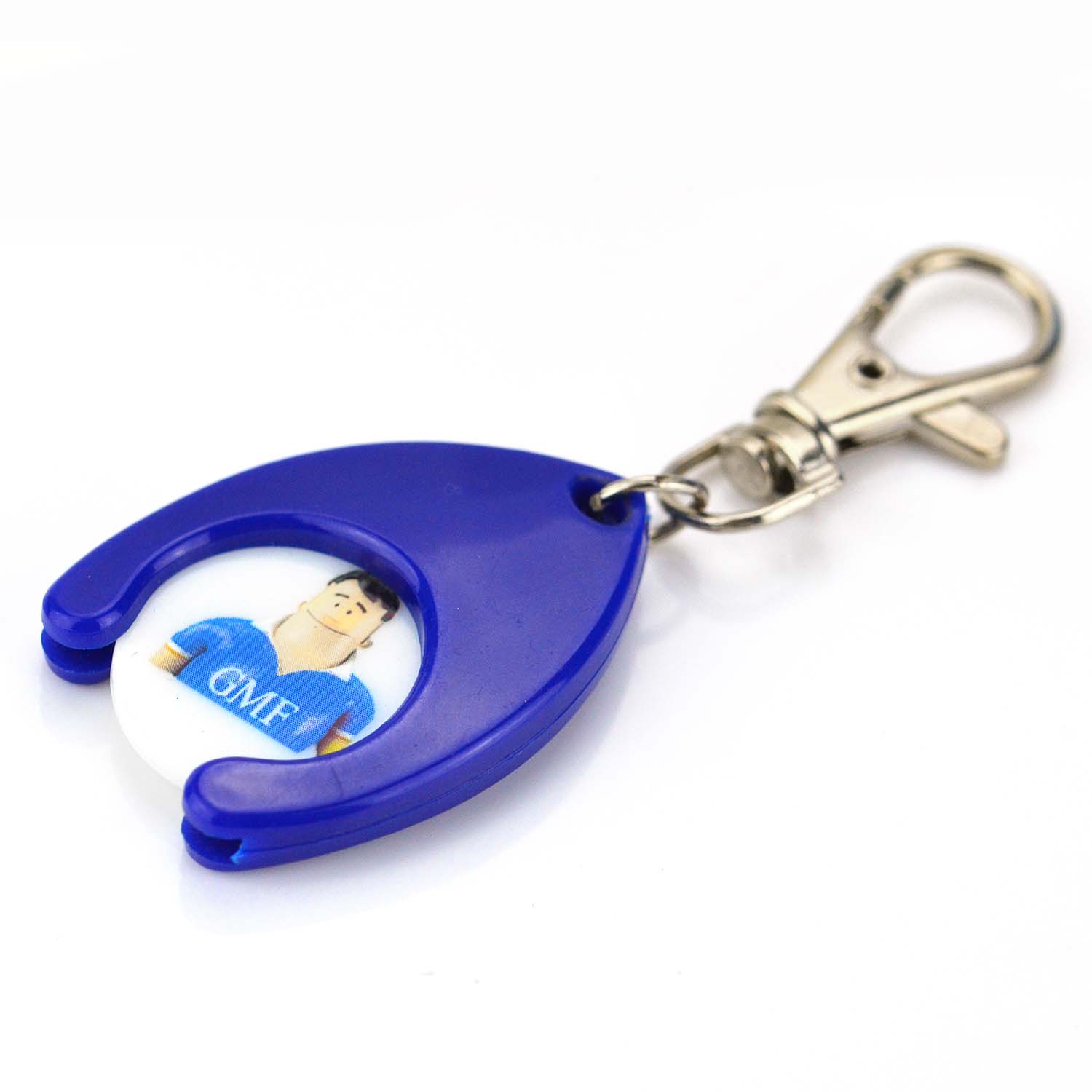 Personalized Portable Plastic Trolley Coin Keychains Custom Logo