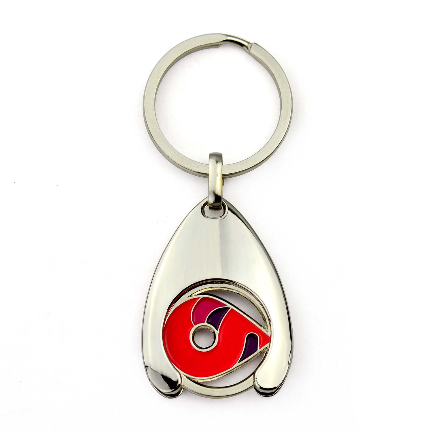 Custom Logo Red Keyring Metal Coin Holder Grocery Tokens Portable