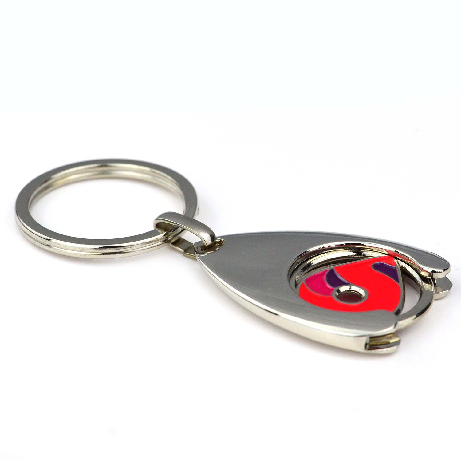 Custom Logo Red Keyring Metal Coin Holder Grocery Tokens Portable