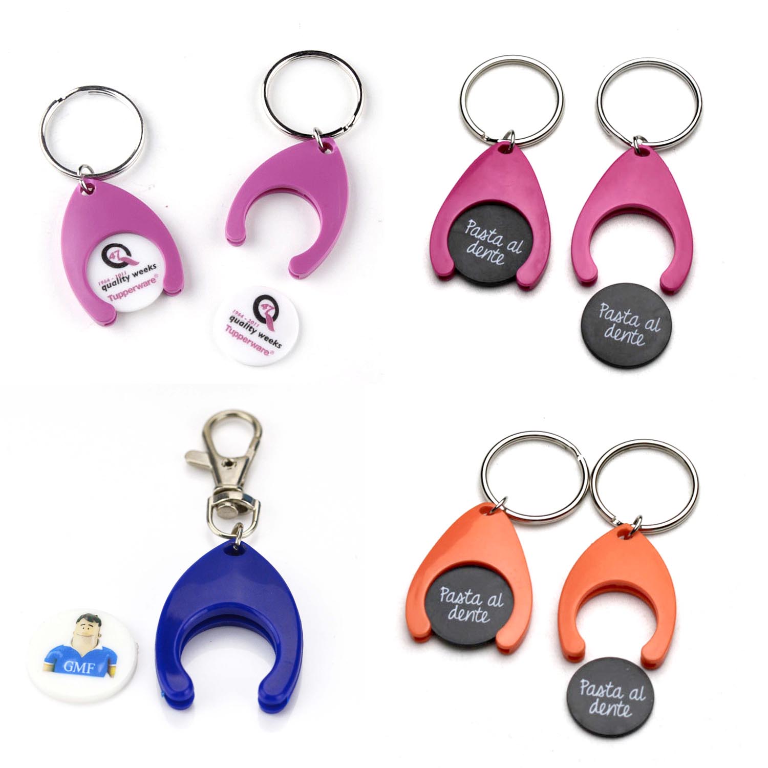 Factory Wholesale Trolley Coin Holder Plastic Key Chain Promotional