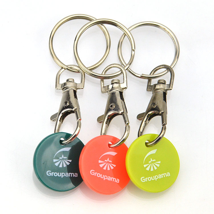 Wholesale Promotional Key Ring Plastic Trolley Coin Key Chain Custom Logo