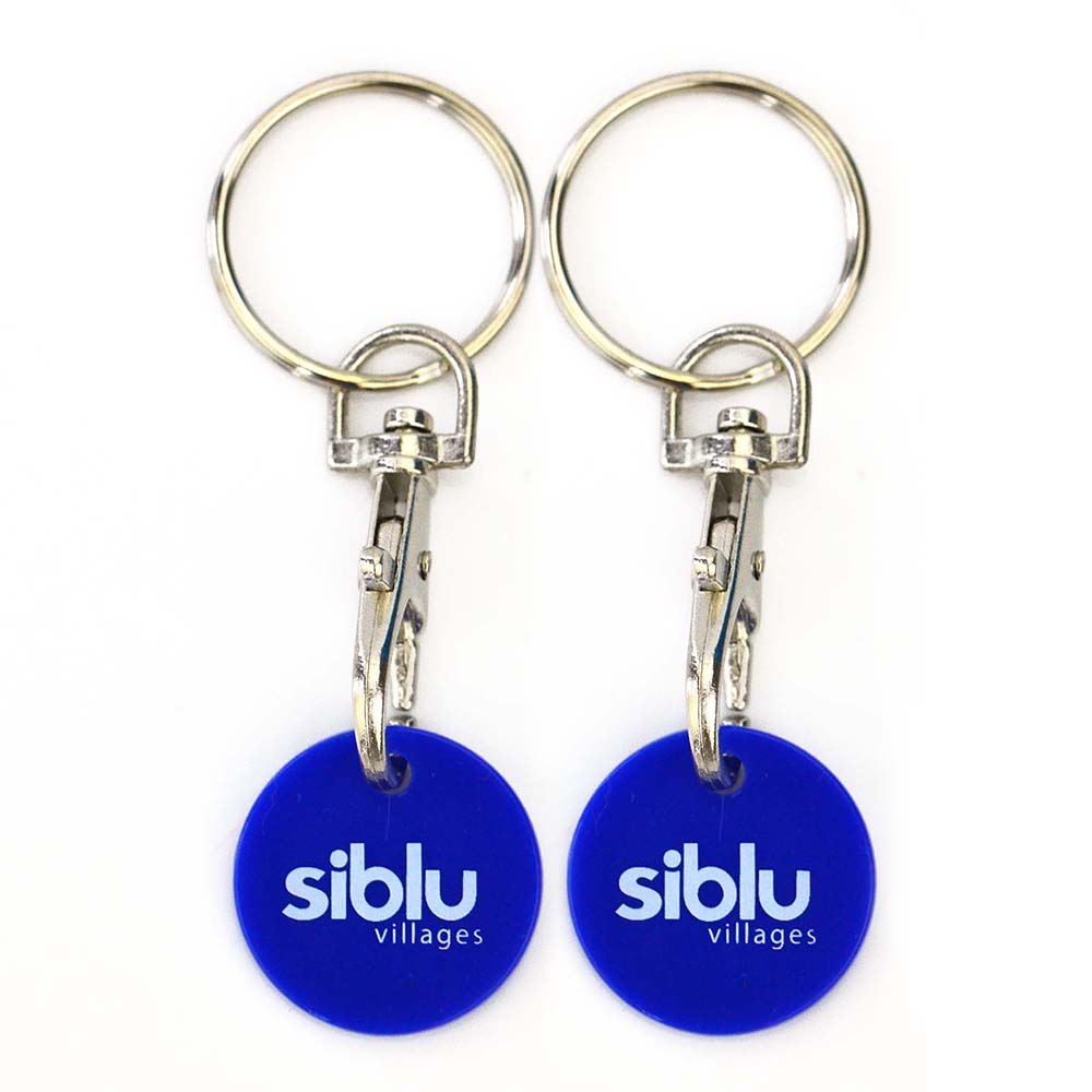 Artigifts Cheap Promotional Plastic Trolley Coin Keyring With Printed Logo