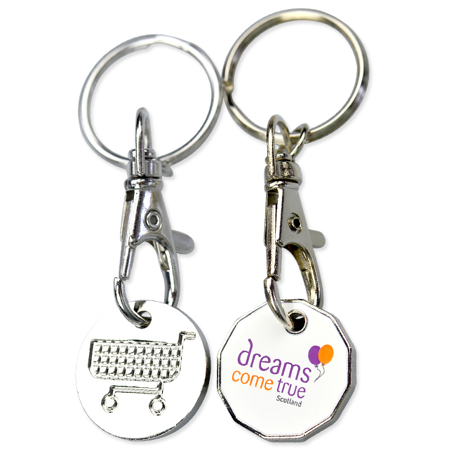 High Quality Custom Logo Keyring Trolley Insert Token Coin Keychains